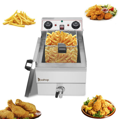 Zimtown 6L/12L Commercial Electric Countertop Stainless Steel Deep Fryer Basket French Fry Restaurant Home