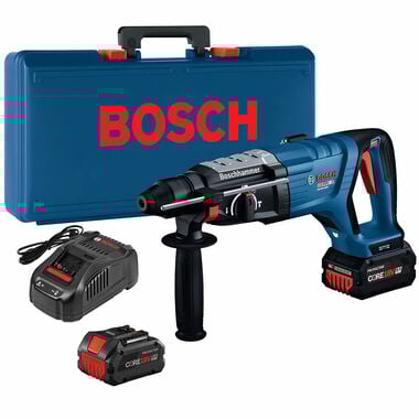 Bosch 18V SDS plus Bulldog 1 1/8 in Rotary Hammer Kit with 2 CORE18V 8Ah PROFACTOR Batteries Factory Reconditioned