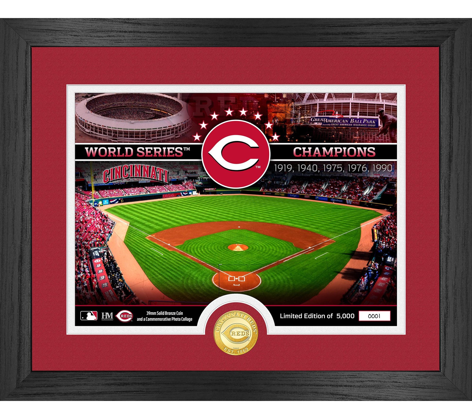 Highland Mint Cincinnati Reds Bronze Coin Stadim Photo Mint