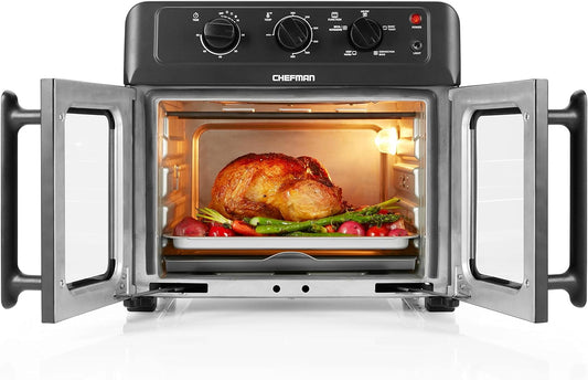 Restored Chefman Extra Large Air Fryer and Convection Oven with French Doors and Rotisserie Spit (Refurbished)