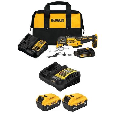 DEWALT 20V MAX Cordless Multi-Tool Kit &amp; Li-Ion 5Ah Starter Kit Bundle