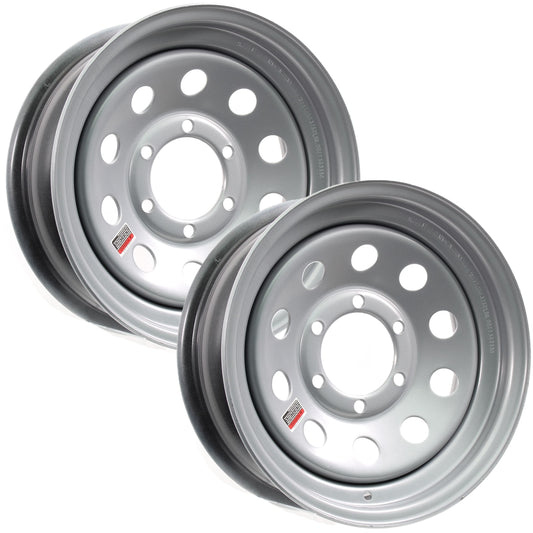 eCustomrim 2-Pack Trailer Rim Wheel 15X6 6 Lug On 5.5 in. Center Silver Modular