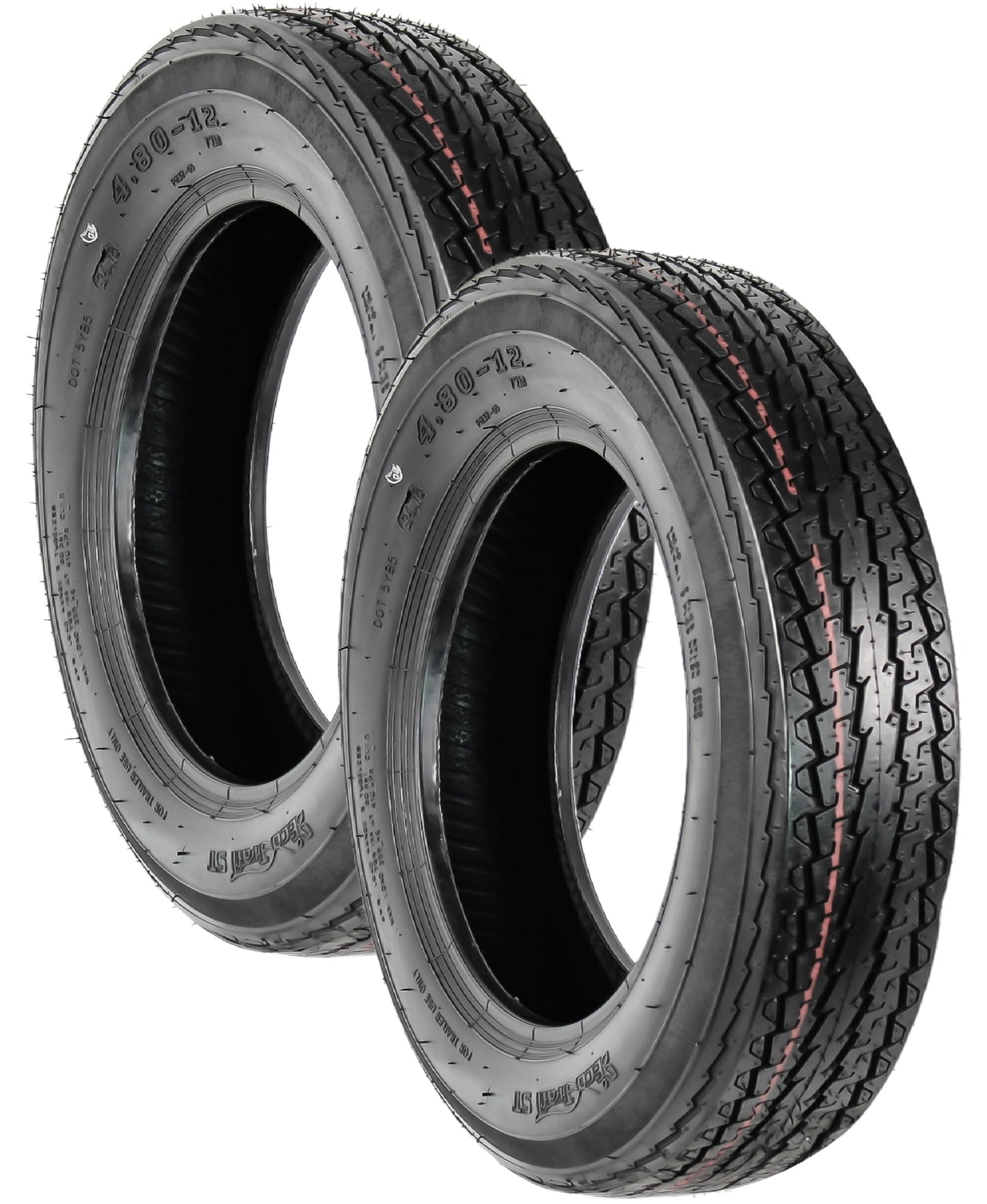eCustomrim 2-Pack Trailer Tire 480-12 4.80-12 Load Range B 4 Ply - 2 Year Warranty