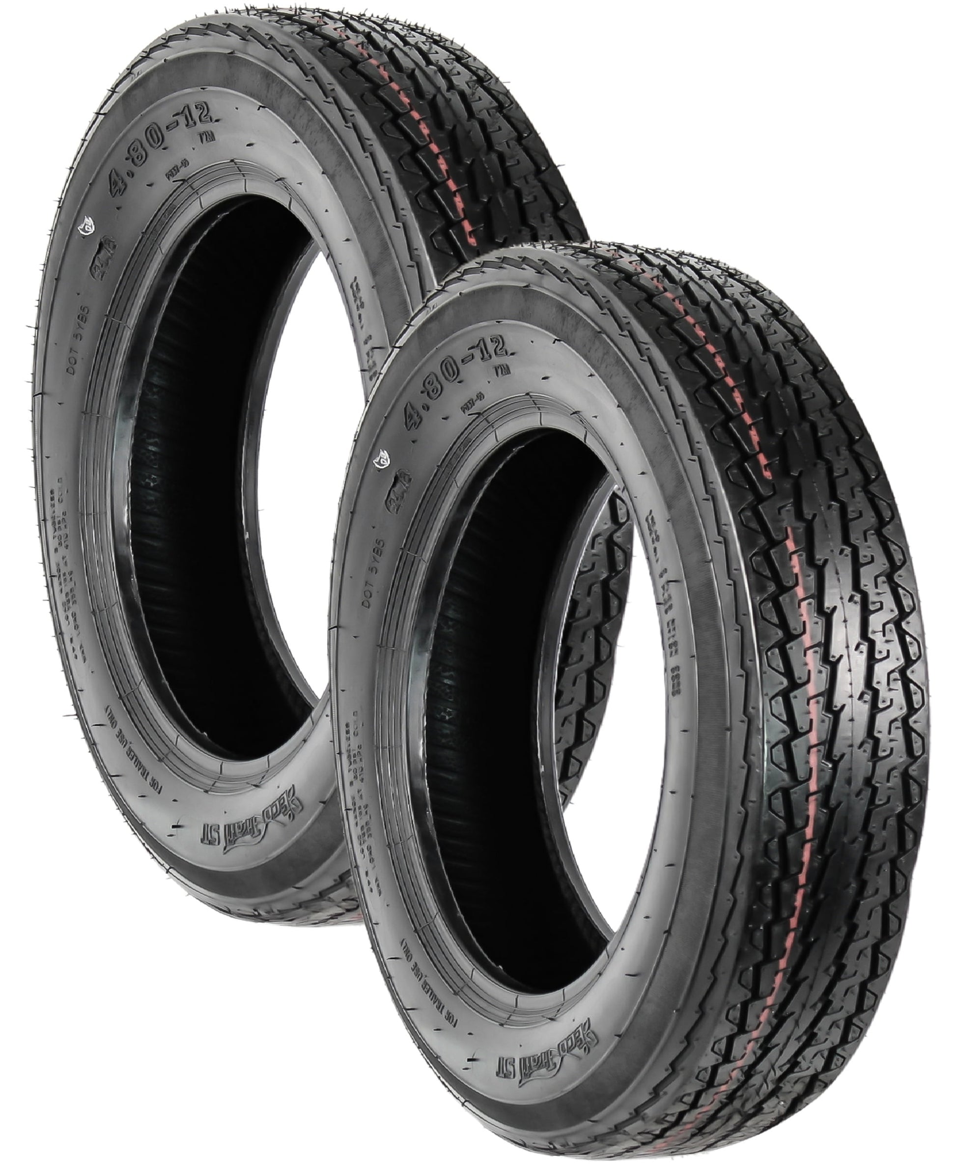 eCustomrim 2-Pack Trailer Tire 480-12 4.80-12 Load Range B 4 Ply - 2 Year Warranty