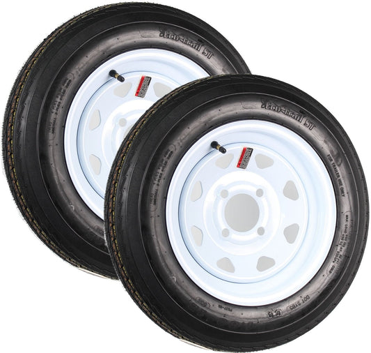eCustomrim 2-Pack Trailer Tires On Rims 4.80-12 480-12 4.80 x 12 Load B 4 Lug White Wheel