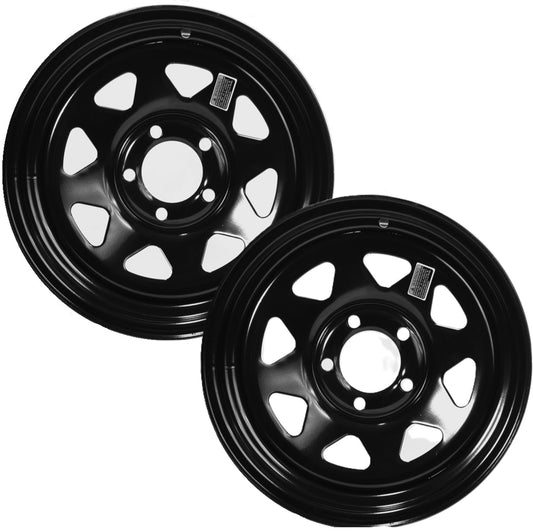 eCustomrim 2-Pack Trailer Wheels JG 14X5.5 Black Spoke 2200 Lb. 3.19 CB 5 Lug Rim 75PSI