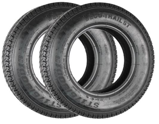 eCustomrim 2-Pk ST175/80D13 Trailer Tires Bias Ply Load C 1360# 175/80 D 13 2 Yr Warranty