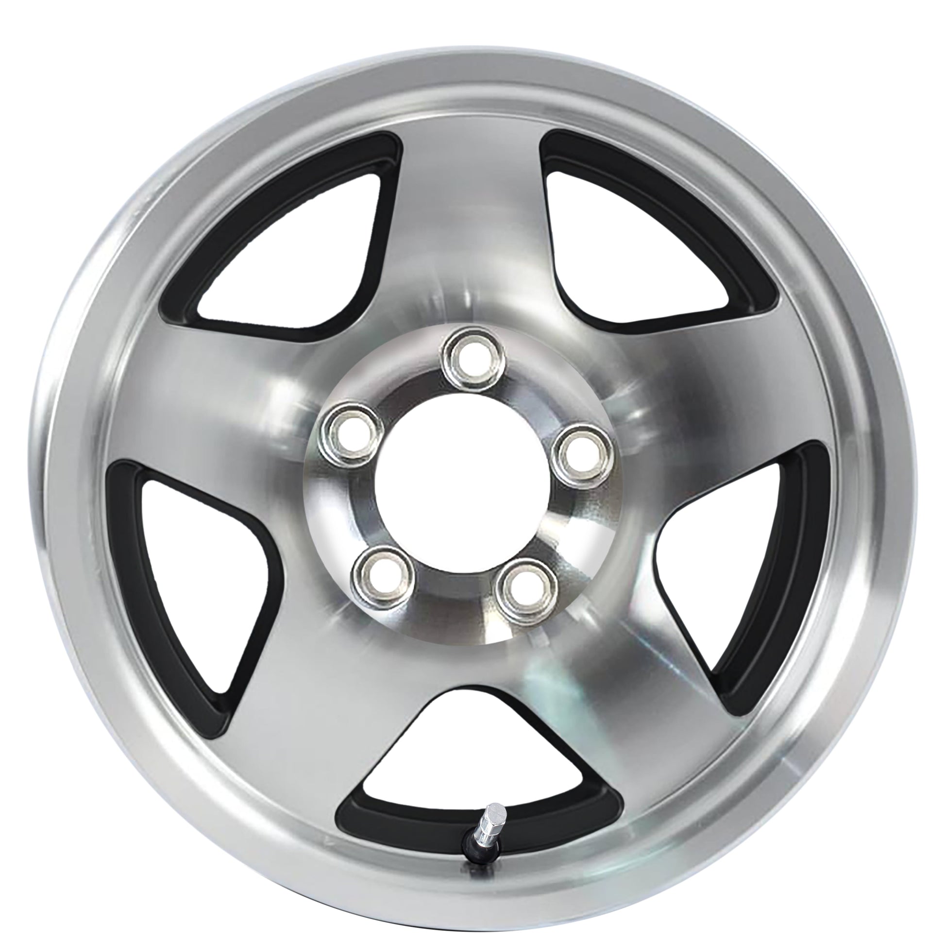 eCustomrim Aluminum Trailer Wheel 14X6 14 Inch Black Star Style 5 Lug On 4.5" Center Rim