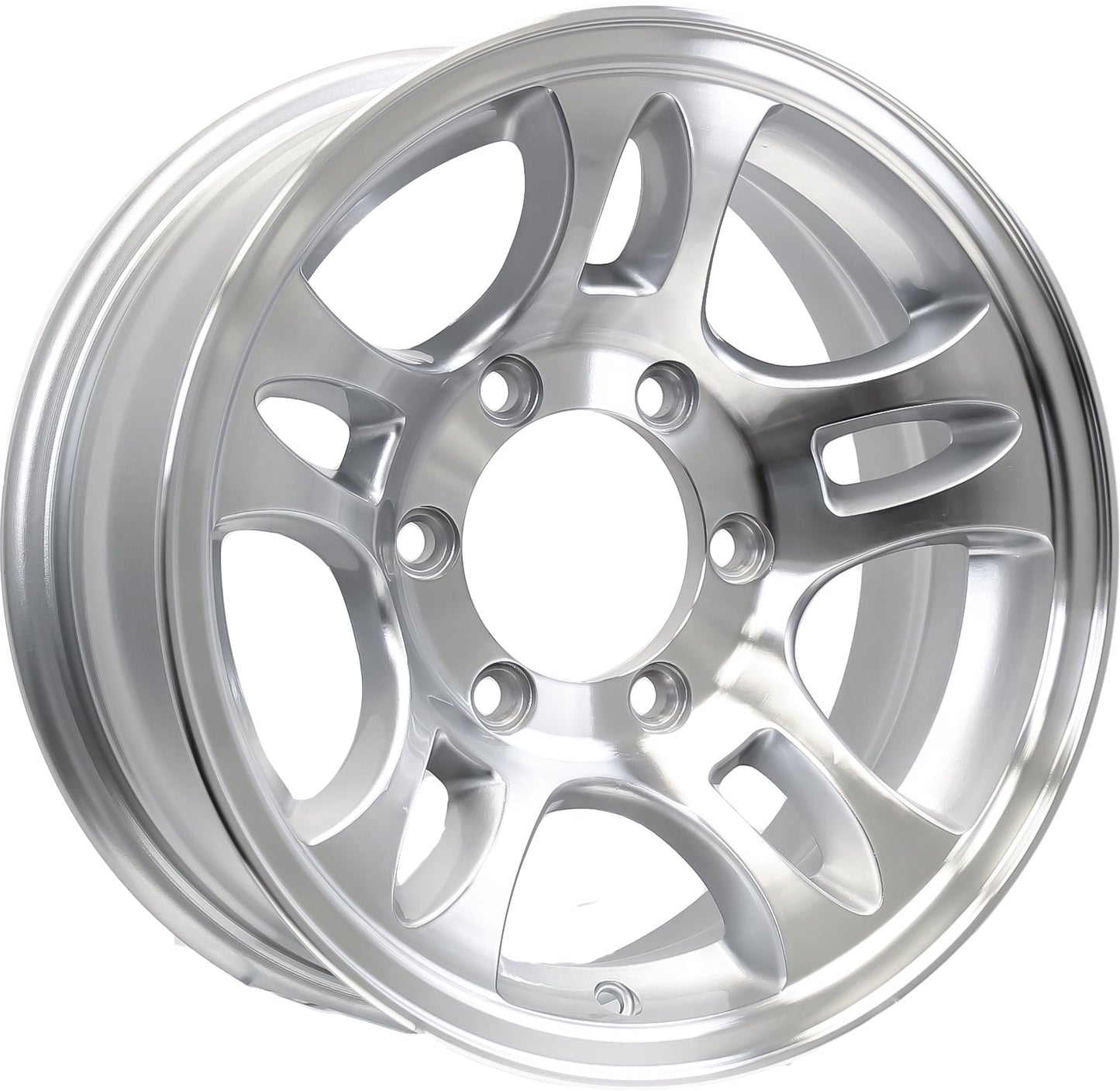 eCustomrim Aluminum Trailer Wheel 15X6 15 X 6 6 Lug 5.5 Center T03 Silver Rim