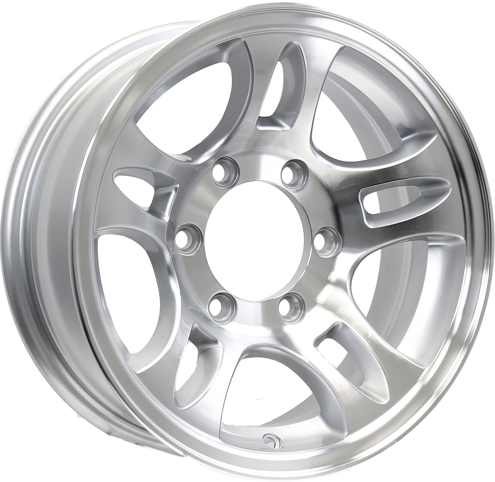 eCustomrim Aluminum Trailer Wheel 15X6 15 X 6 6 Lug 5.5 Center T03 Silver Rim