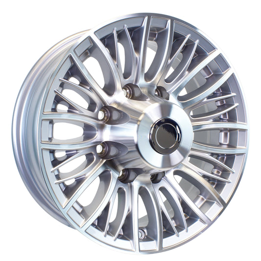 eCustomrim Aluminum Trailer Wheel 16X6 16 Inch Evolution Silver 8 Lug On 6.5" Center Rim