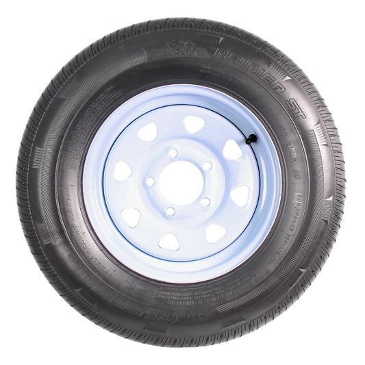eCustomrim Mounted Radial Trailer Tire Rim ST175/80R13 175/80R-13 Load C 5 Lug White Wheel