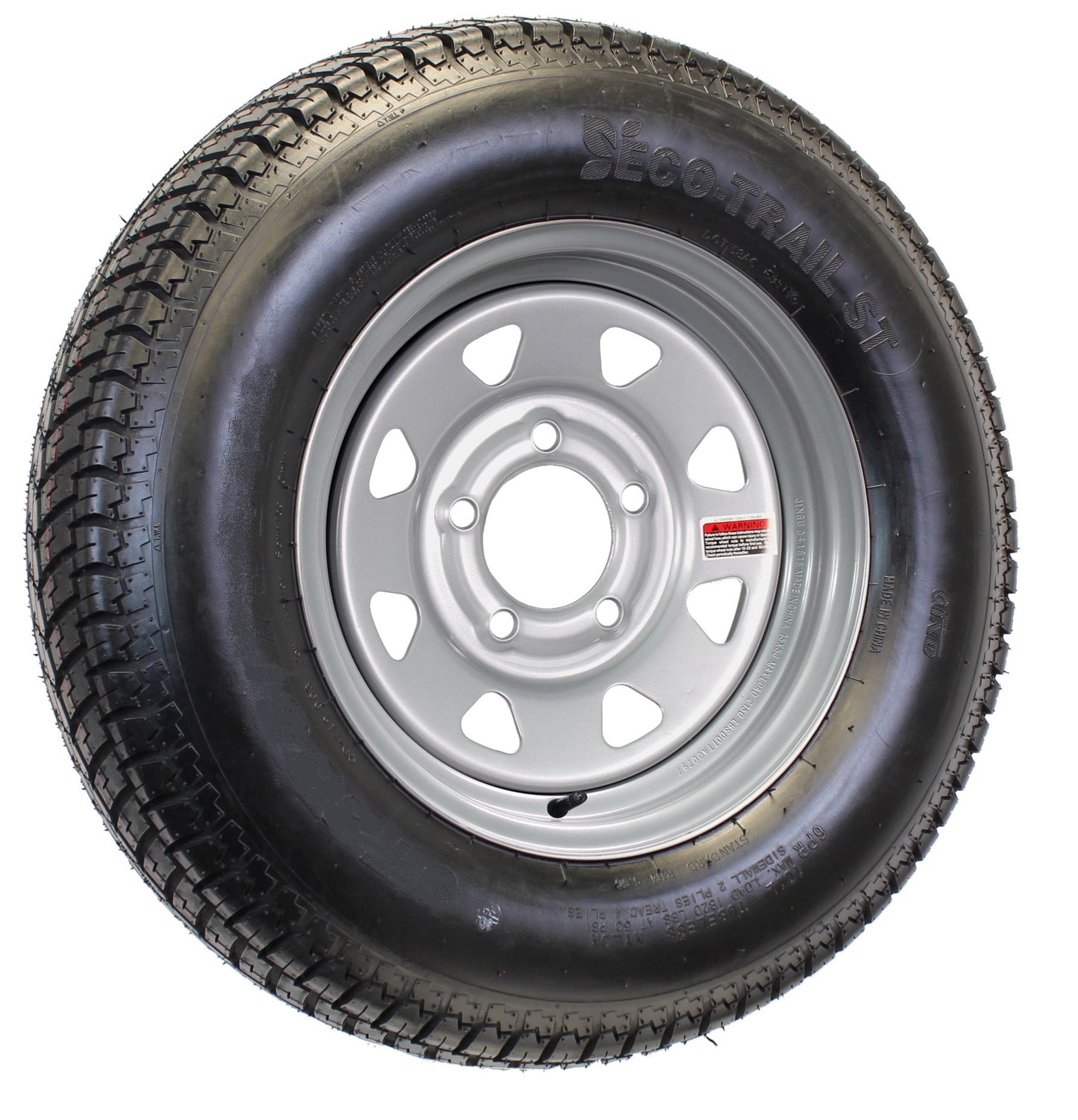 eCustomrim Mounted Trailer Tire On Rim ST215/75D14 Load C 14x5.5 5-4.5 Silver Spoke Wheel