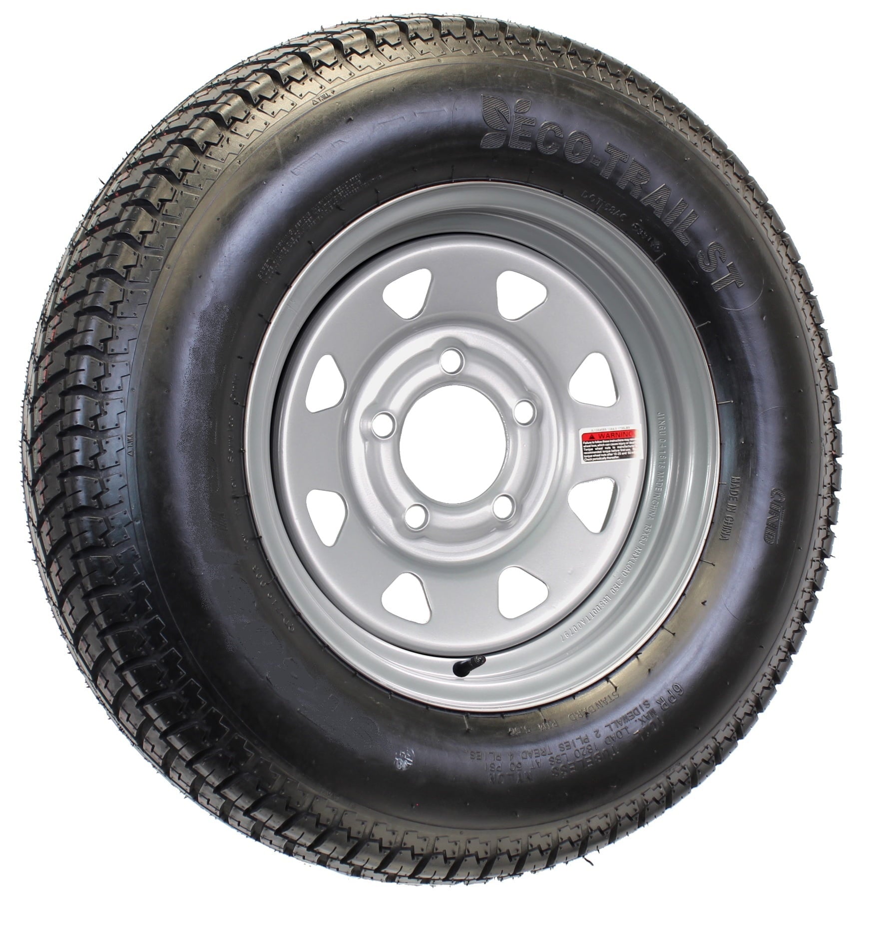 eCustomrim Mounted Trailer Tire On Rim ST215/75D14 Load C 14x5.5 5-4.5 Silver Spoke Wheel
