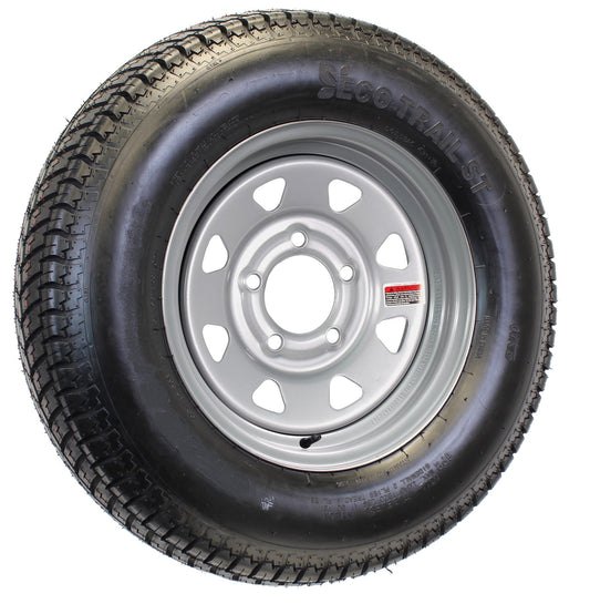 eCustomrim Mounted Trailer Tire On Rim ST215/75D14 Load C 14x5.5 5-4.5 Silver Spoke Wheel