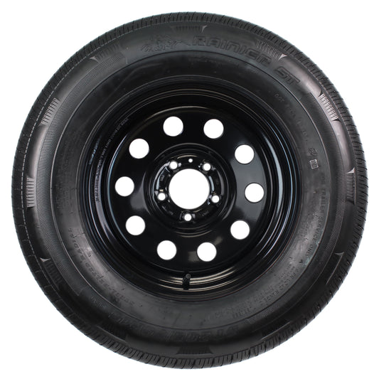 eCustomrim Radial Trailer Tire On Rim ST205/75R15 15x5 5-4.5 Load C Black Modular Wheel