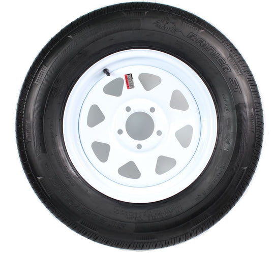 eCustomrim Radial Trailer Tire Rim ST205/75R15 Load C 15x5 5-5 White Spoke 6 Yr Warranty