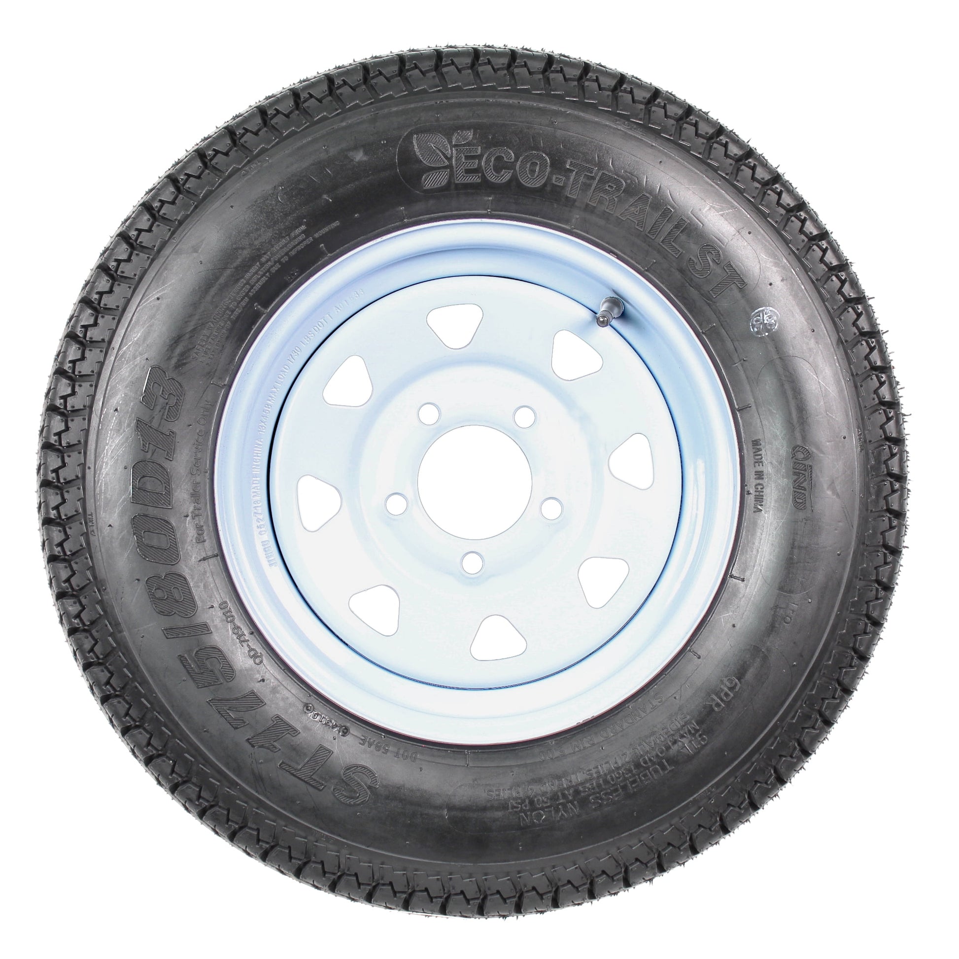 eCustomrim Tire Rim ST175/80D13 175/80 B78-13 Load C 5 Lug Wheel White Spoke 2 Yr Warranty