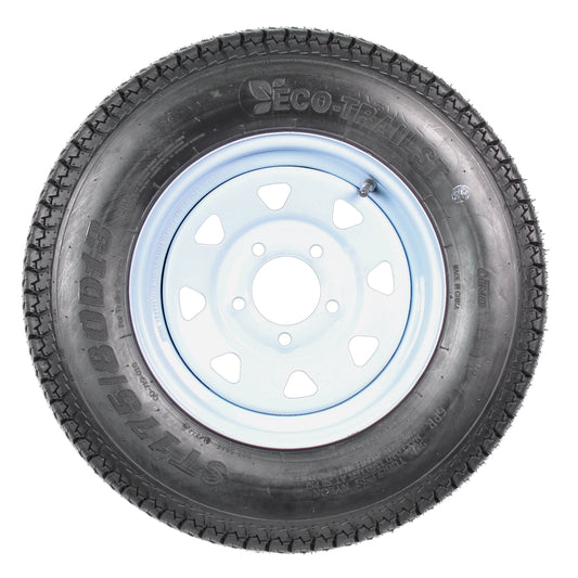 eCustomrim Tire Rim ST175/80D13 175/80 B78-13 Load C 5 Lug Wheel White Spoke 2 Yr Warranty