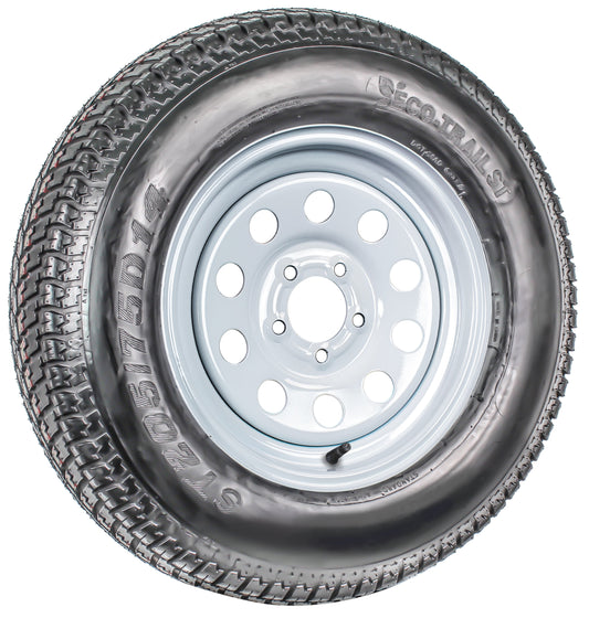 eCustomrim Trailer Tire On Rim ST215/75D14 14 in. Load Range C 5 Lug White Modular Wheel