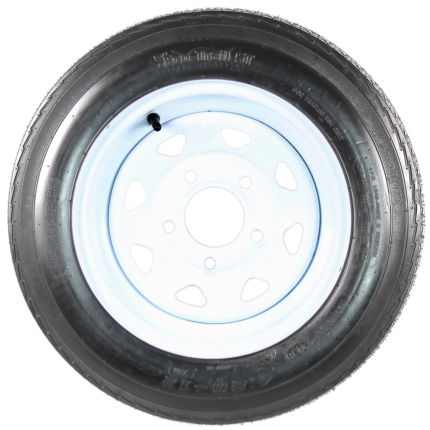 eCustomrim Trailer Tire Rim 4.80-12 480-12 4.80 x 12 12" Load C Tire 5 Lug White Wheel