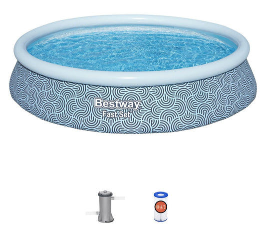 Bestway Inflatable Fast Set Pool Set Blue Abstract 13"x 33"
