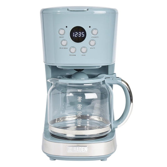 Open Box Haden Brighton 12 Cup Sleek Modern Nautical Coffee Maker, Sky Blue