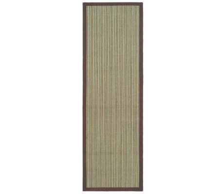 Serenity Stripe Natural Fiber Sisal 2'6" x 8' Rug with Border