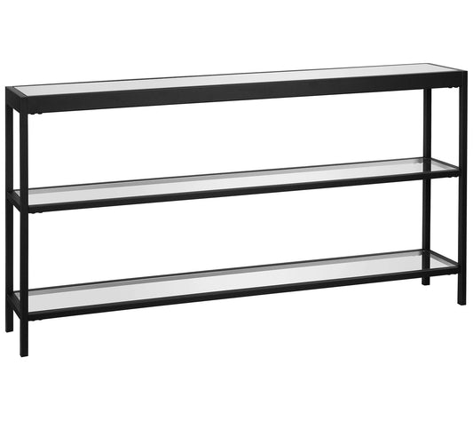 Hudson & Canal 55" Three Shelf Glass Console Table
