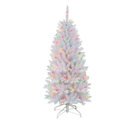 4.5' Pre-Lit Shiny White Fraser Fir ArtificialChristmas Tree