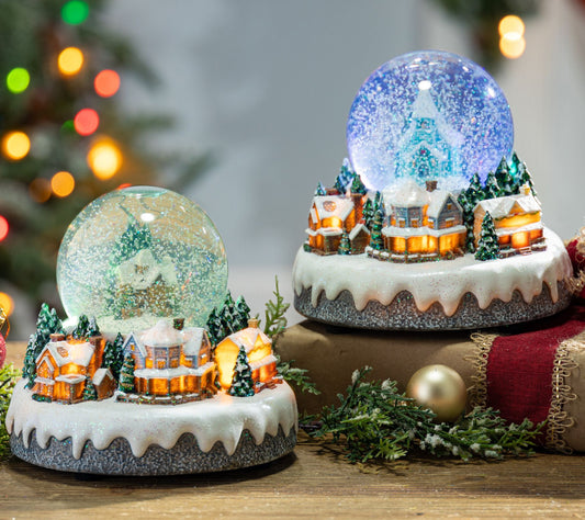 S/2 6.7-in L Musical Spinning Water Globe by Ge rson Co