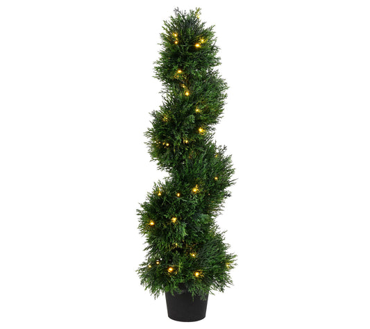Vickerman 3' Artificial Potted Green Cedar Spiral Tree, Prelit