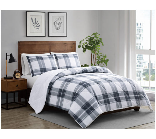 Cannon Cozy Teddy Plaid 3 Piece King ComforterSet