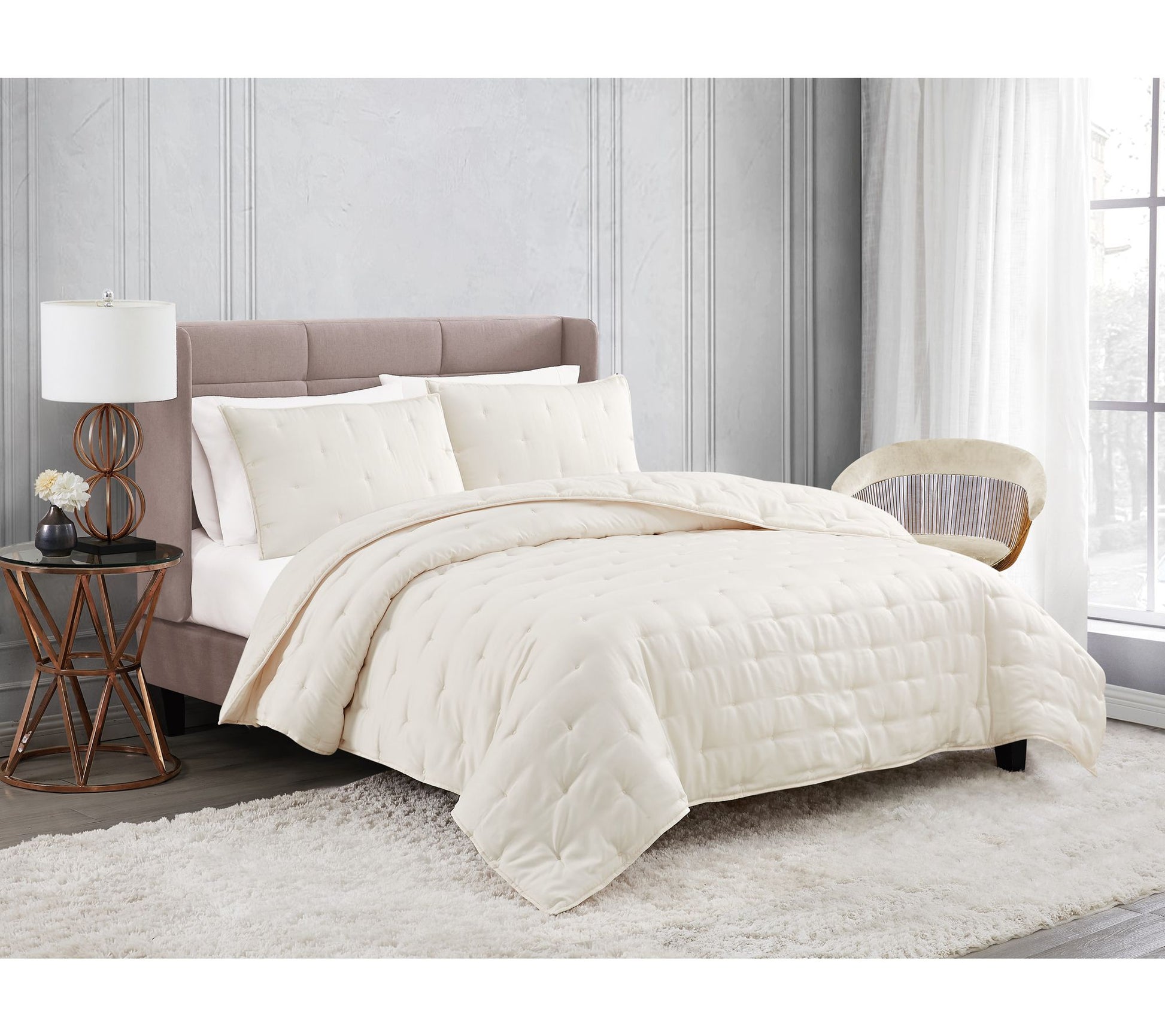 Badgley Mischka Home Tufted Matte Satin King Quilt Set