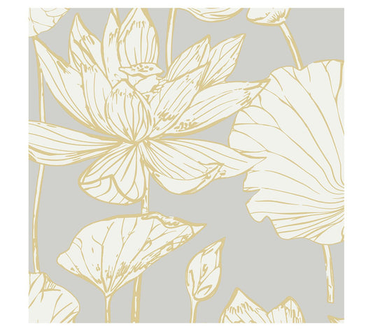 Seabrook Designs Water Lily Floral Unpasted Wal lpaper
