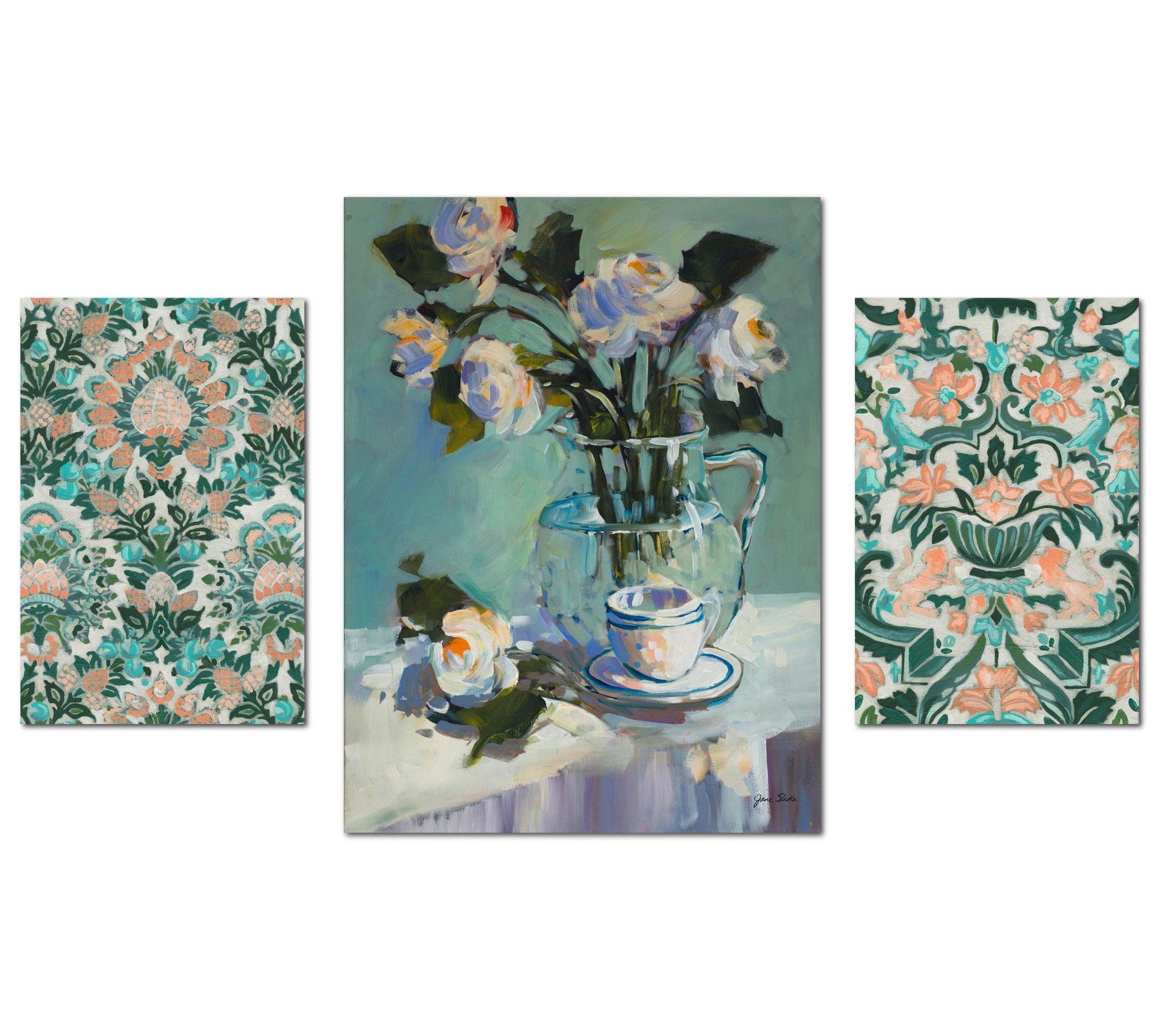 Courtside Market Teal Dining 3-Piece Canvas Set