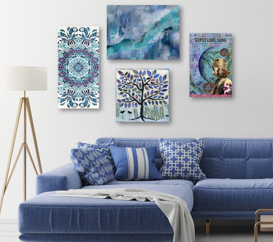 Courtside Market Boho Blue 4-Piece Canvas Set