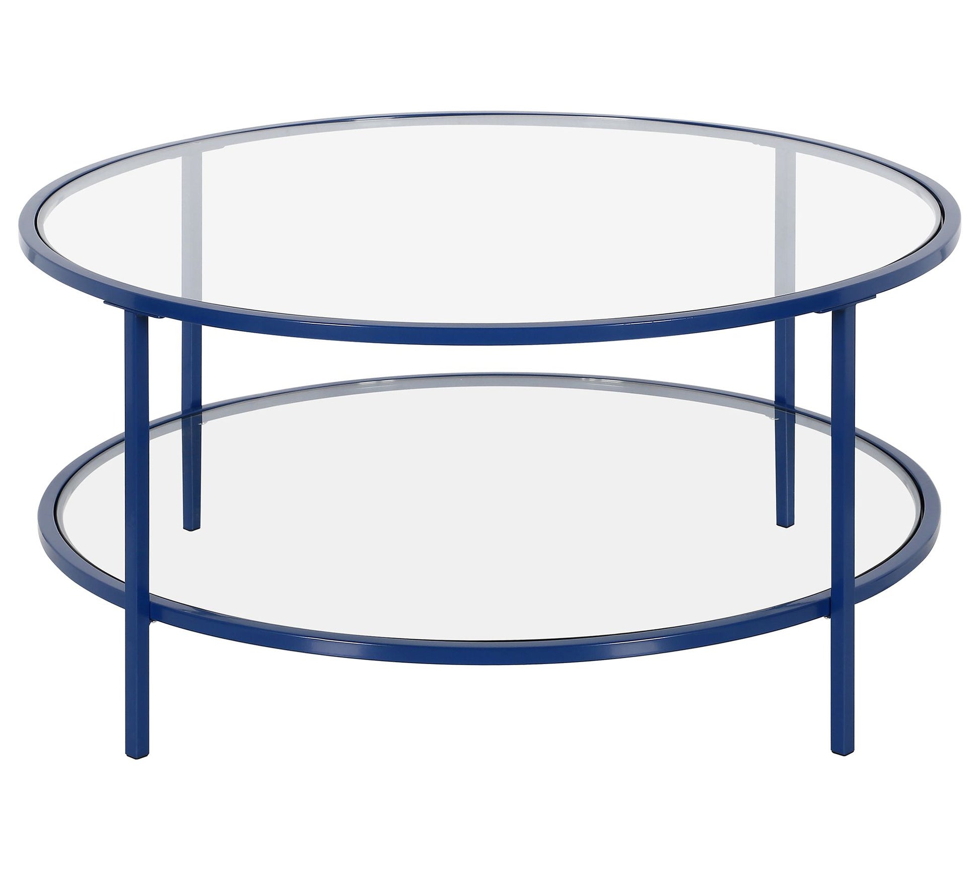 Hudson & Canal Sivil 36" Round Coffee Table witGlass Shelf