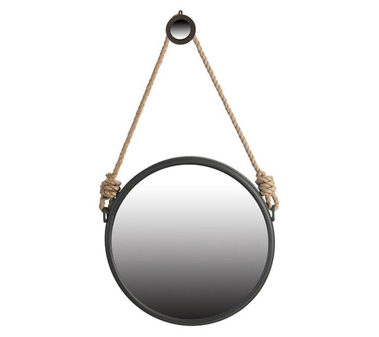 Small Round Hanging Mirror with Jute Rope by Valerie