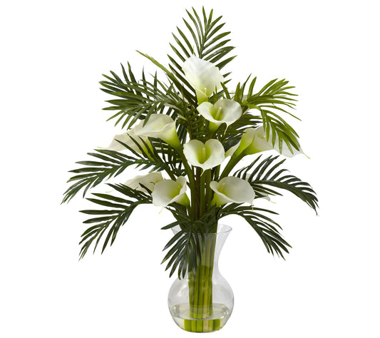Calla Lily and Areca Palm Arrangement by NearlyNatural