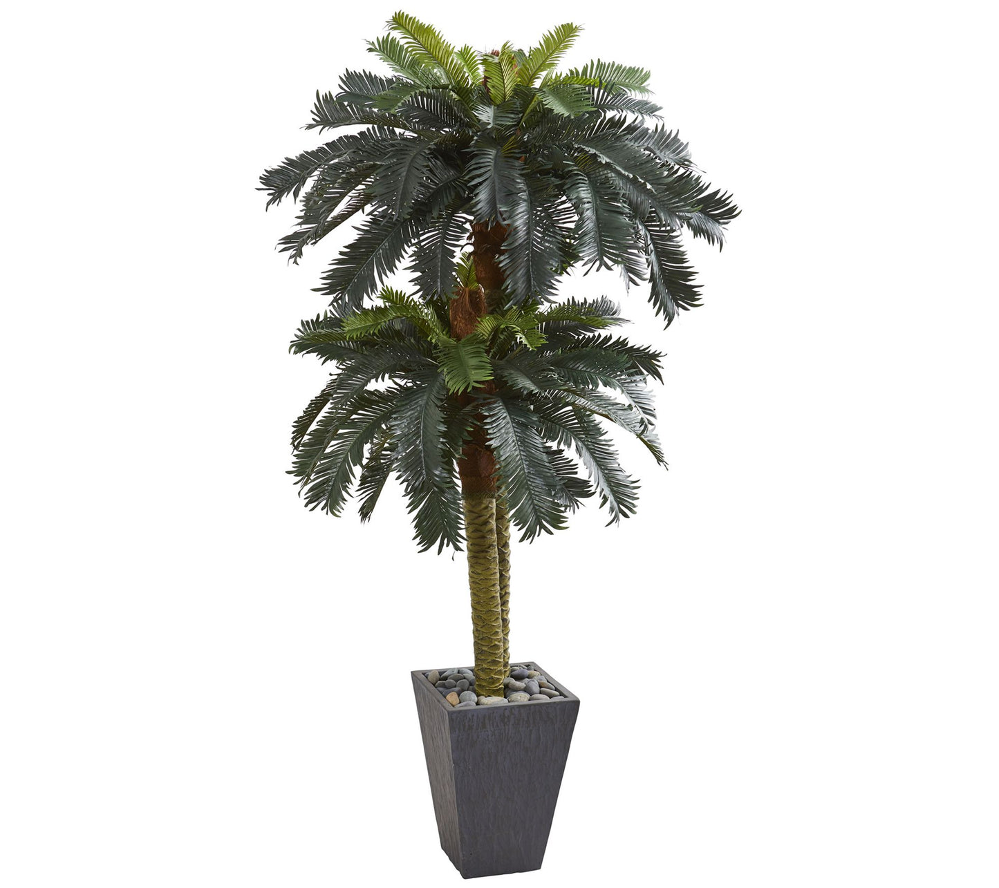 6' Double Sago Tree in Planter by Nearly Natural