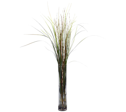 Grass and Bamboo with Cylinder Vase by Nearly Natural