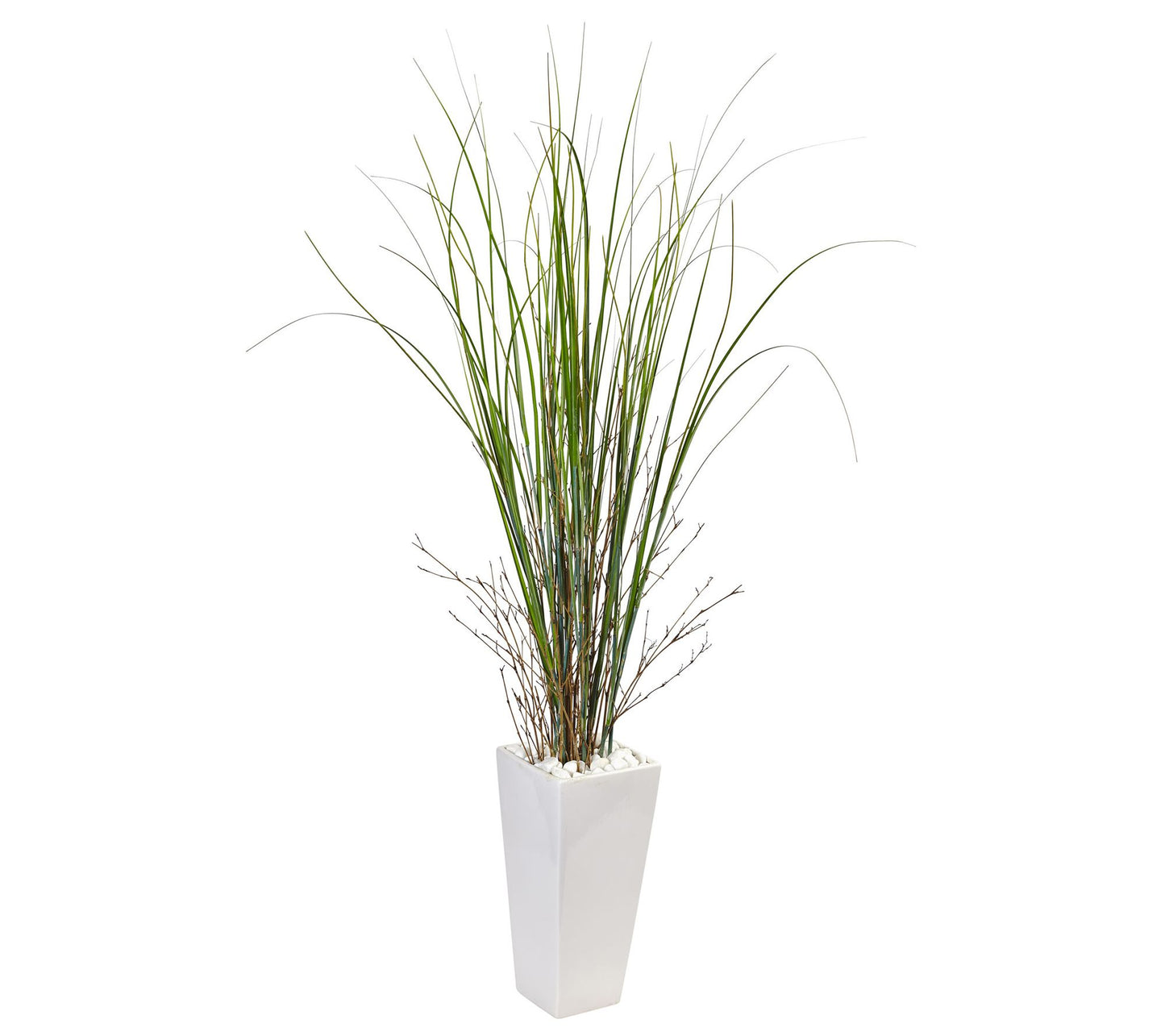 Bamboo Grass in White Tower Ceramic by Nearly Natural