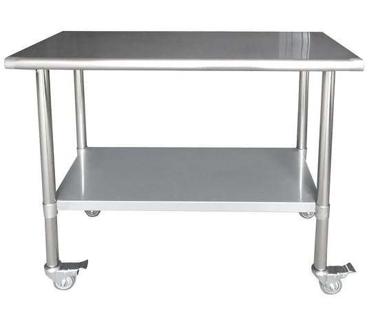 Sportsman Series Rolling Stainless Steel Work Table- 24" x 48"