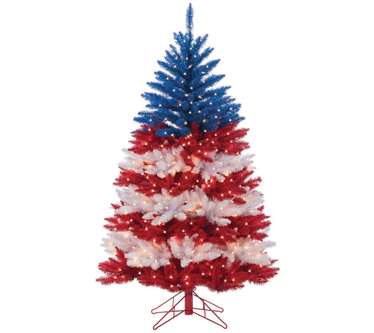 5' Patriotic American Tree in Red, White and Blue