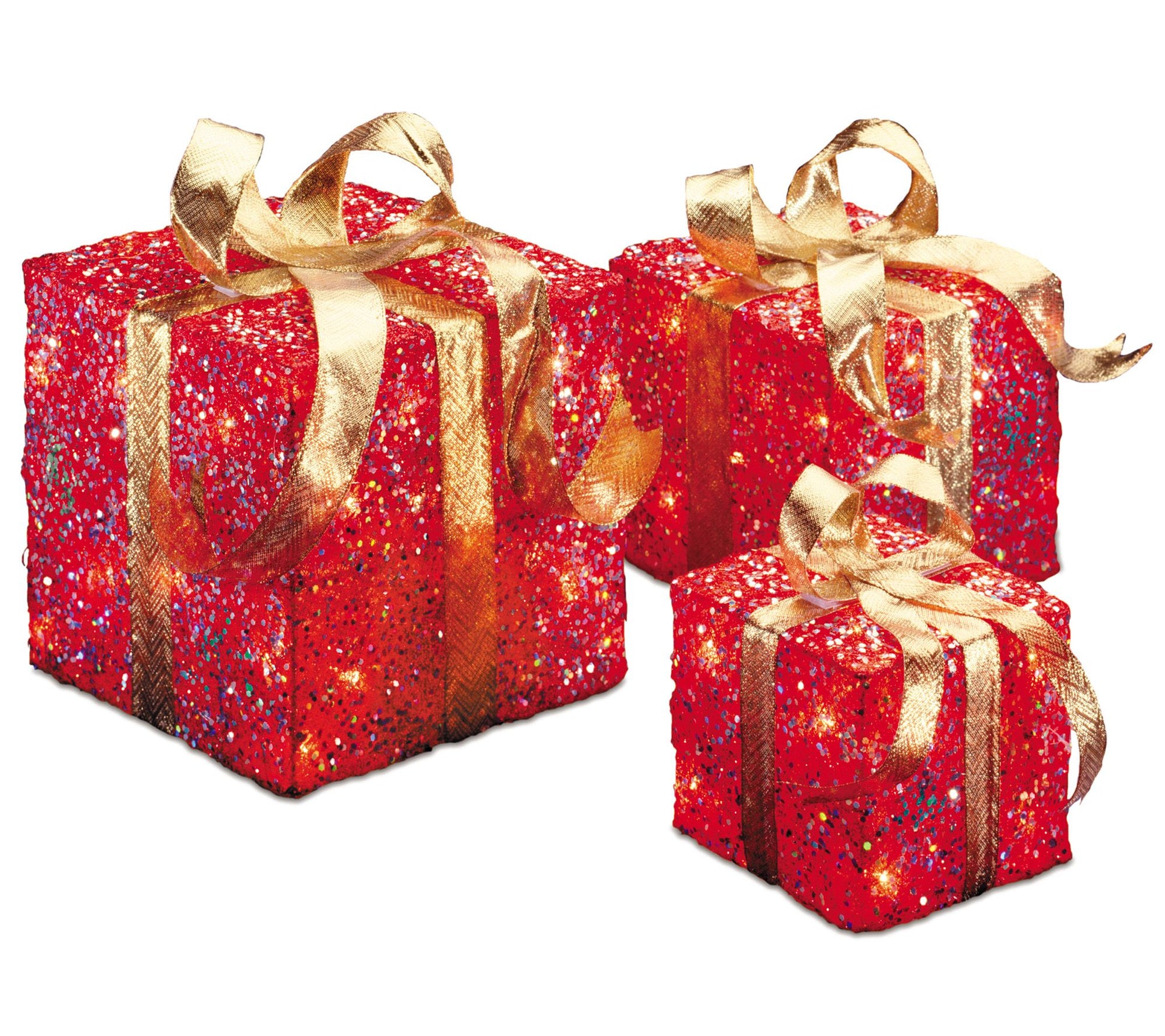 Pre-Lit Red Sisal Gift Box Assortment