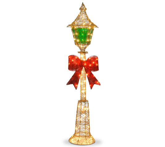 Pre-Lit 60" Gold Wire Lamp Post