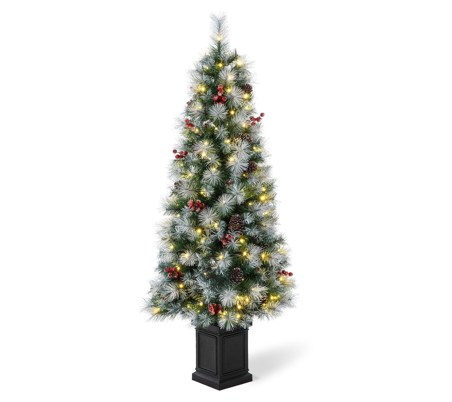 Glitzhome 5' Pre-Lit Pine Artificial Christmas Porch Tree