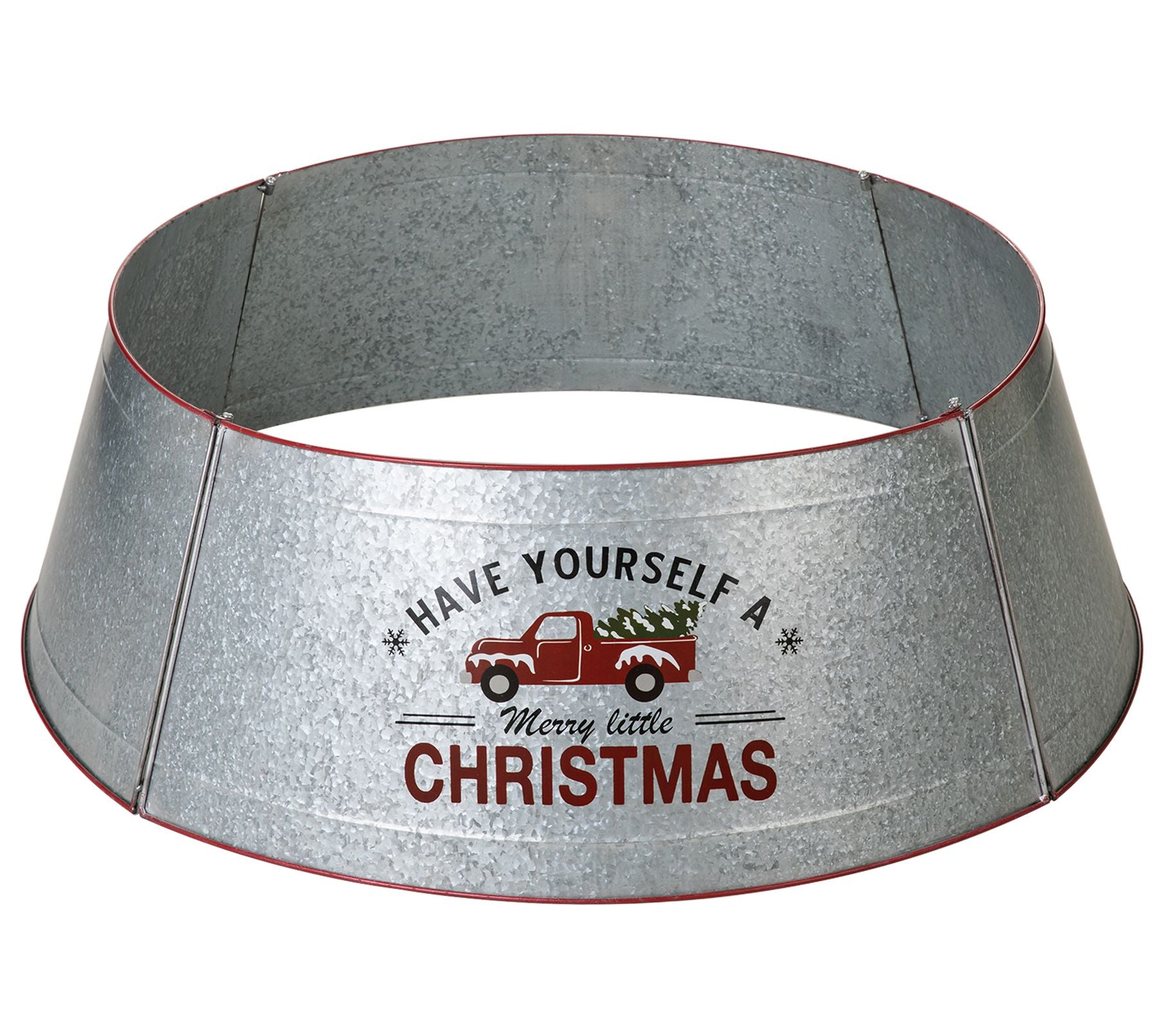 Glitzhome 40.5"D Christmas Galvanized Metal Truck Tree Collar