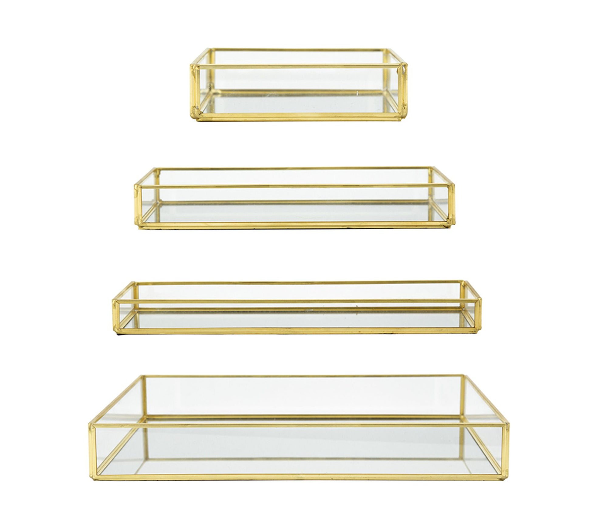 Set of Four Geometic Glass Table Trays by Valer ie